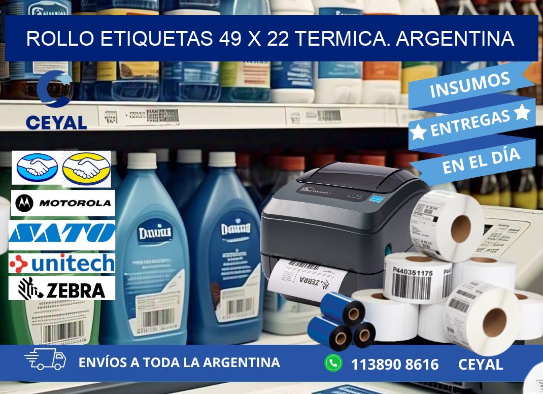 Rollo etiquetas 49 x 22 termica. Argentina