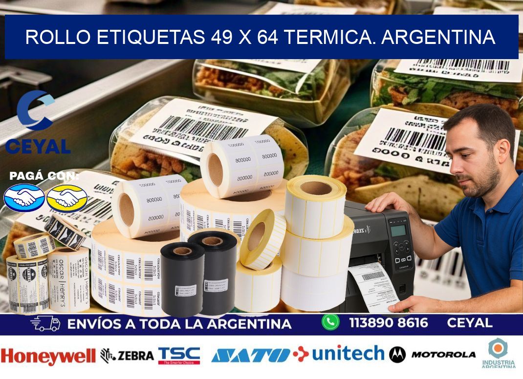 Rollo etiquetas 49 x 64 termica. Argentina