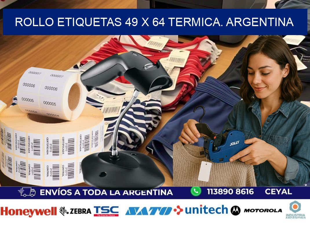 Rollo etiquetas 49 x 64 termica. Argentina