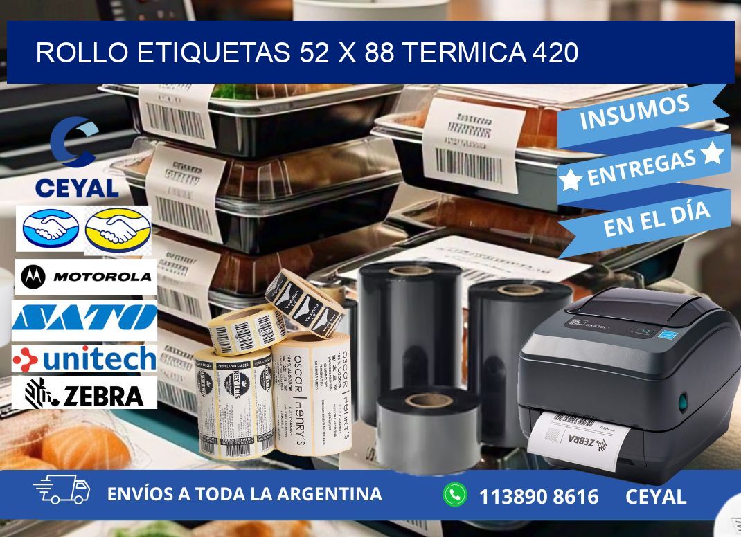 Rollo etiquetas 52 x 88 termica 420