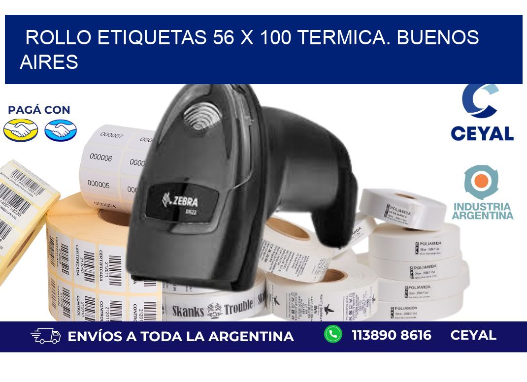 Rollo etiquetas 56 x 100 termica. Buenos Aires