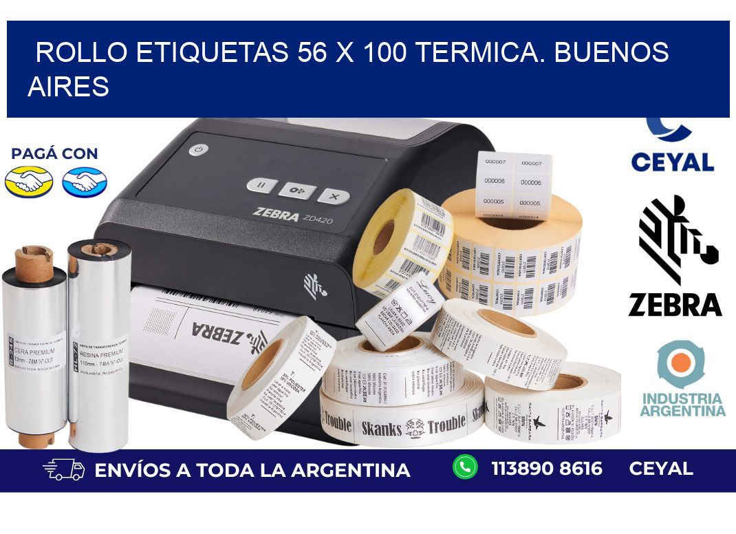 Rollo etiquetas 56 x 100 termica. Buenos Aires