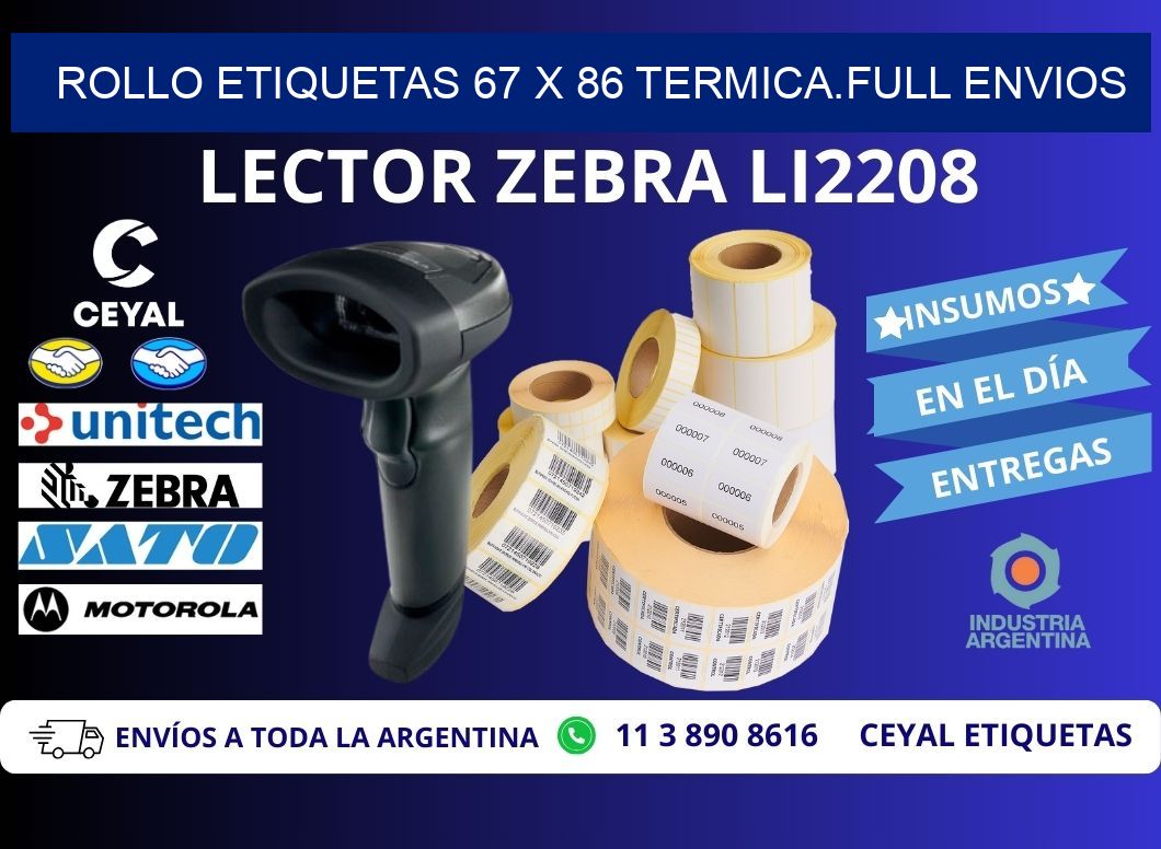 Rollo etiquetas 67 x 86 termica.full envios