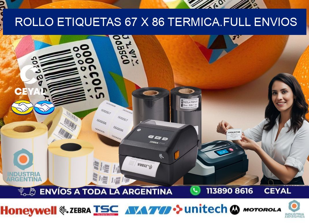 Rollo etiquetas 67 x 86 termica.full envios