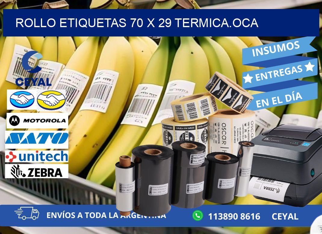 Rollo etiquetas 70 x 29 termica.OCA