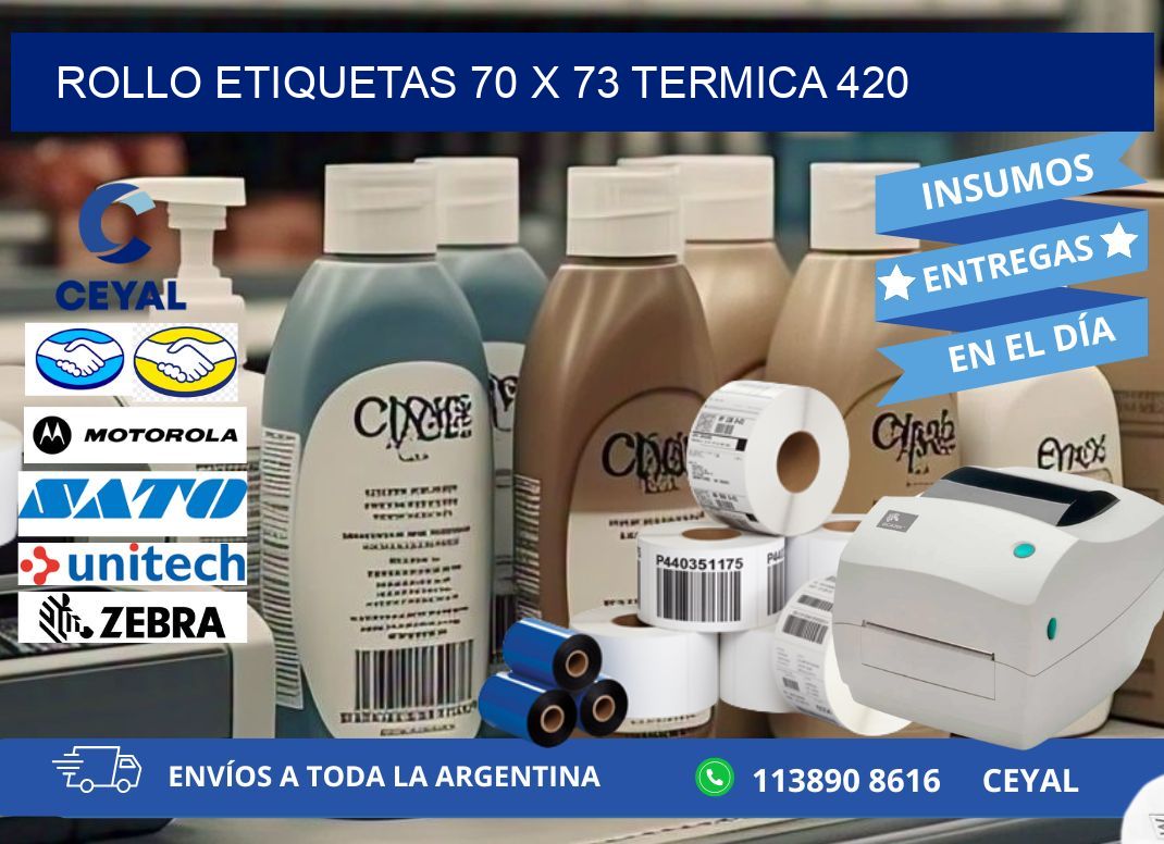 Rollo etiquetas 70 x 73 termica 420