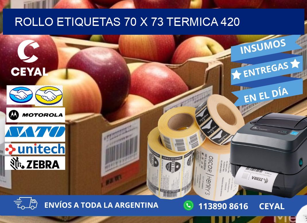Rollo etiquetas 70 x 73 termica 420