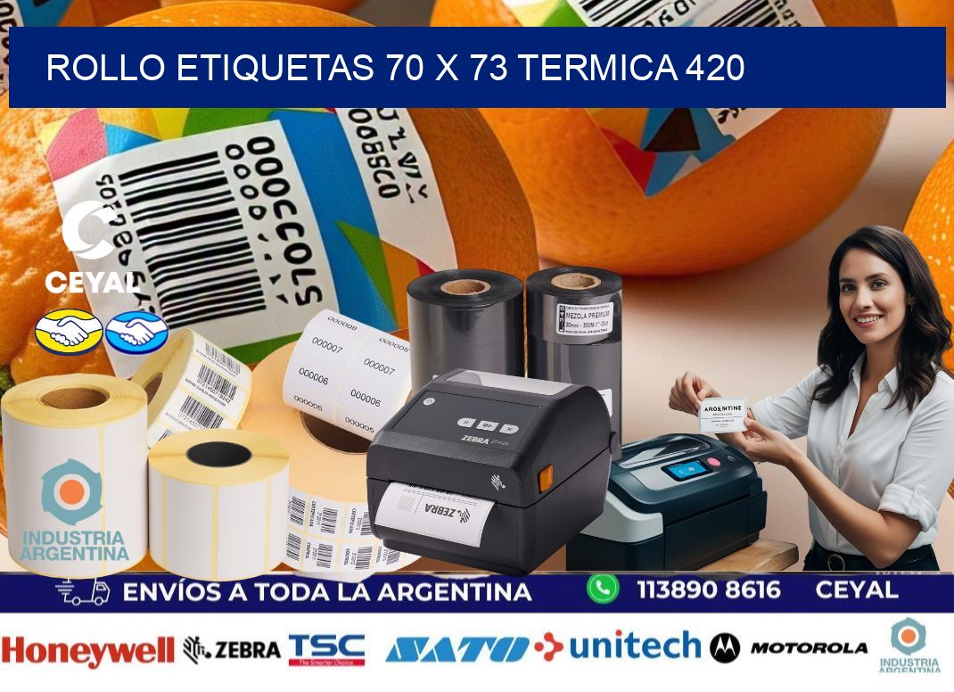Rollo etiquetas 70 x 73 termica 420