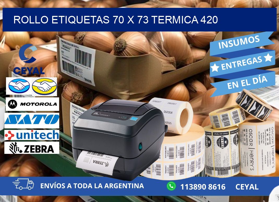 Rollo etiquetas 70 x 73 termica 420