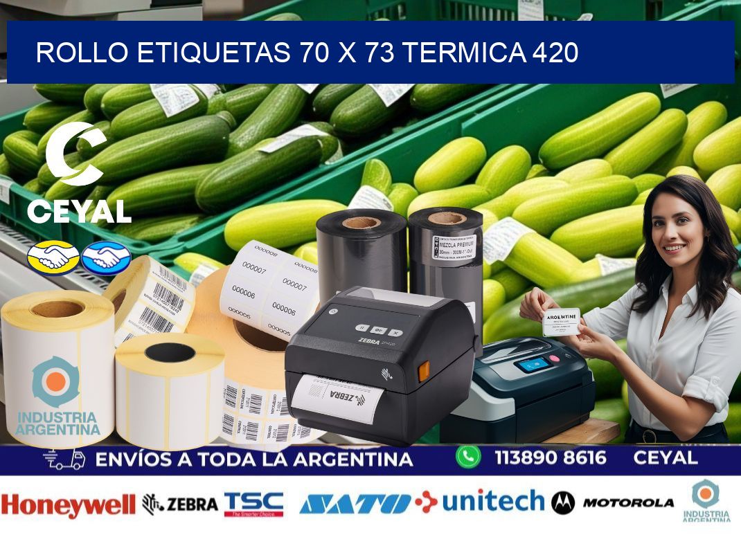 Rollo etiquetas 70 x 73 termica 420