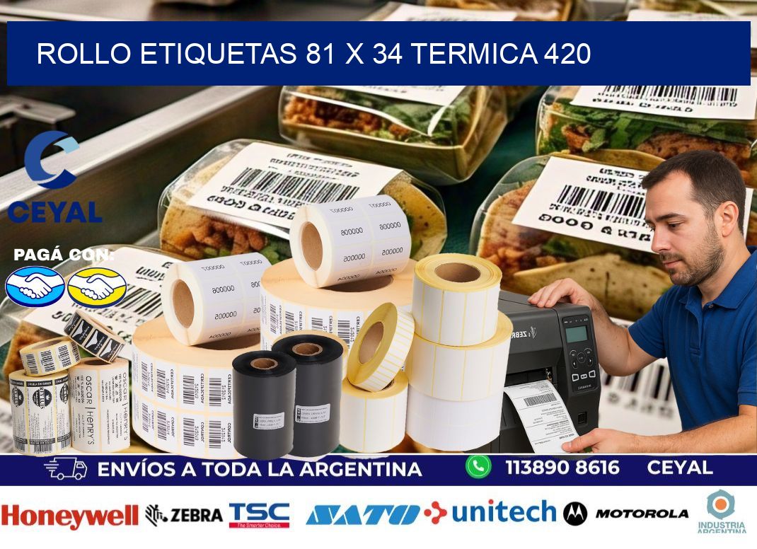 Rollo etiquetas 81 x 34 termica 420