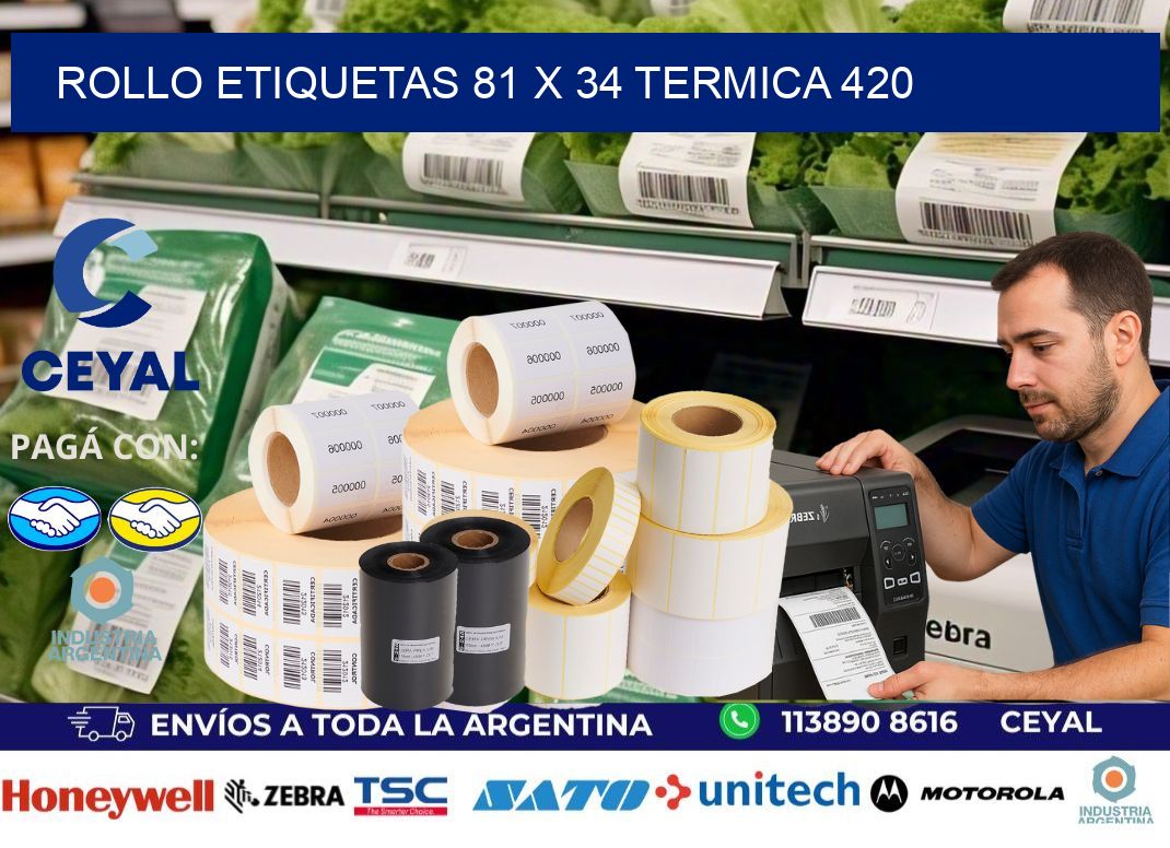 Rollo etiquetas 81 x 34 termica 420