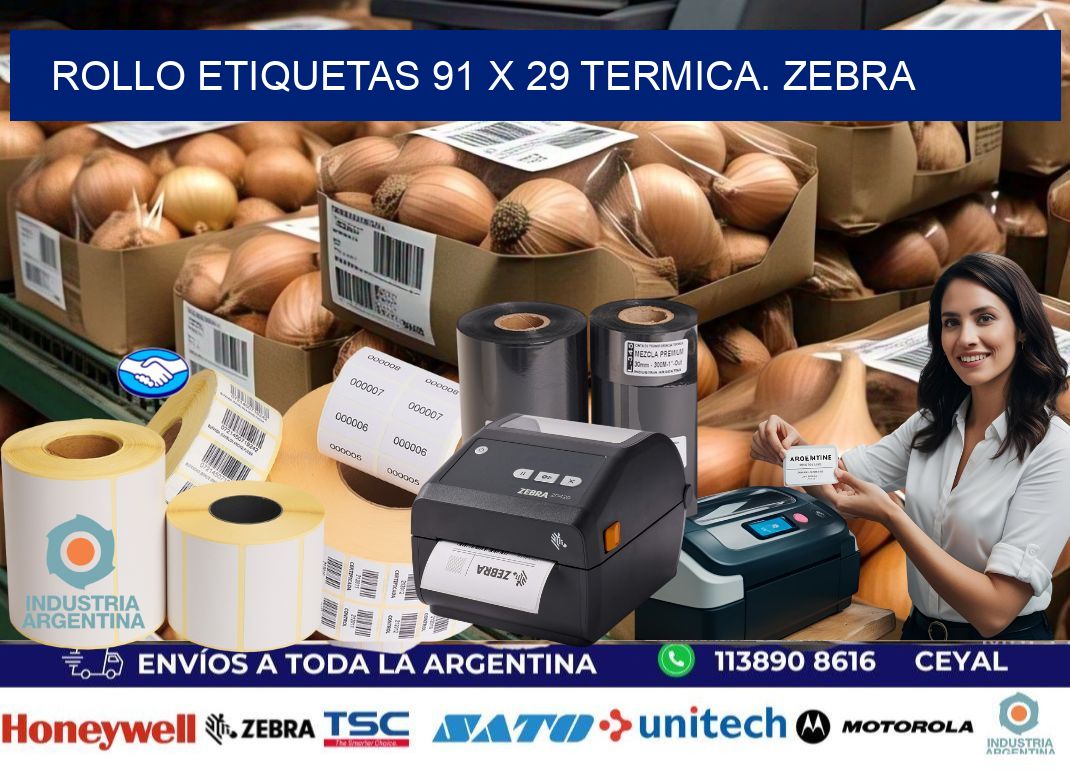 Rollo etiquetas 91 x 29 termica. zebra