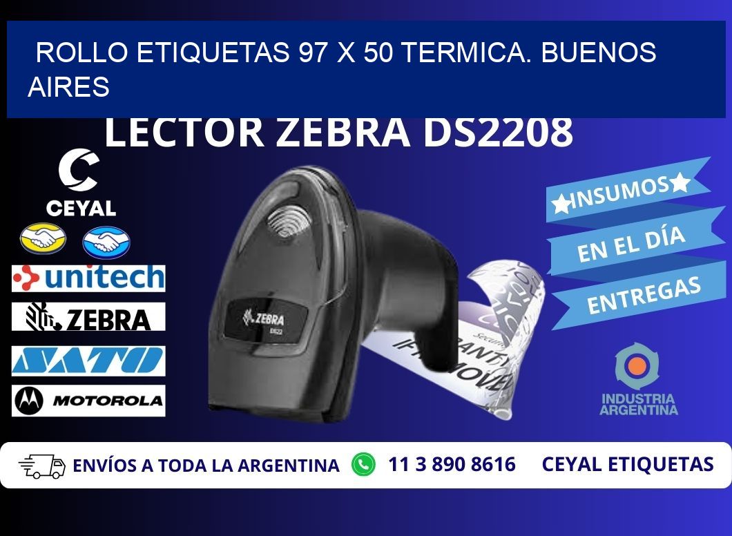 Rollo etiquetas 97 x 50 termica. Buenos Aires