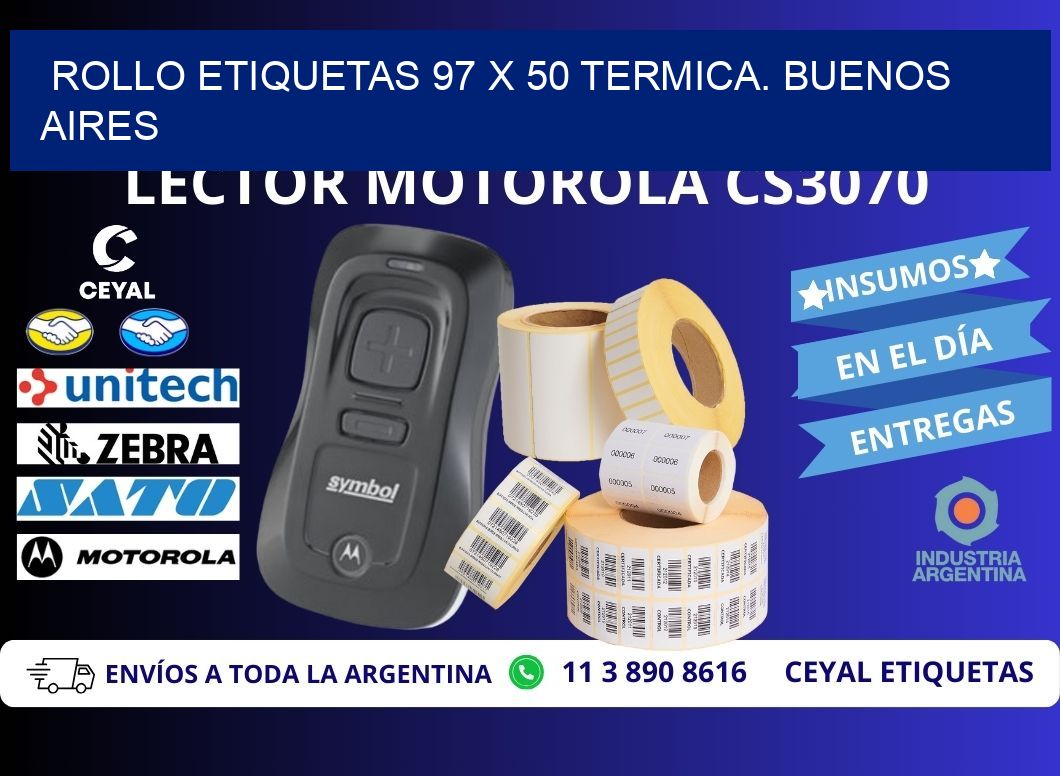 Rollo etiquetas 97 x 50 termica. Buenos Aires