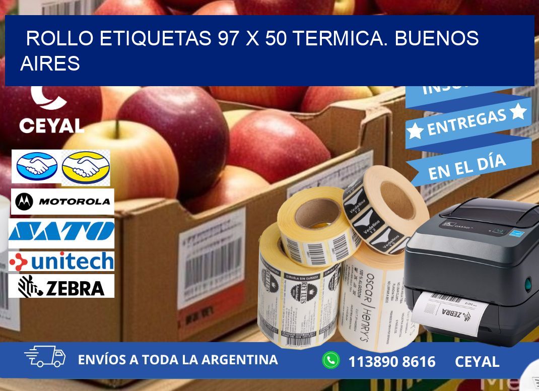 Rollo etiquetas 97 x 50 termica. Buenos Aires