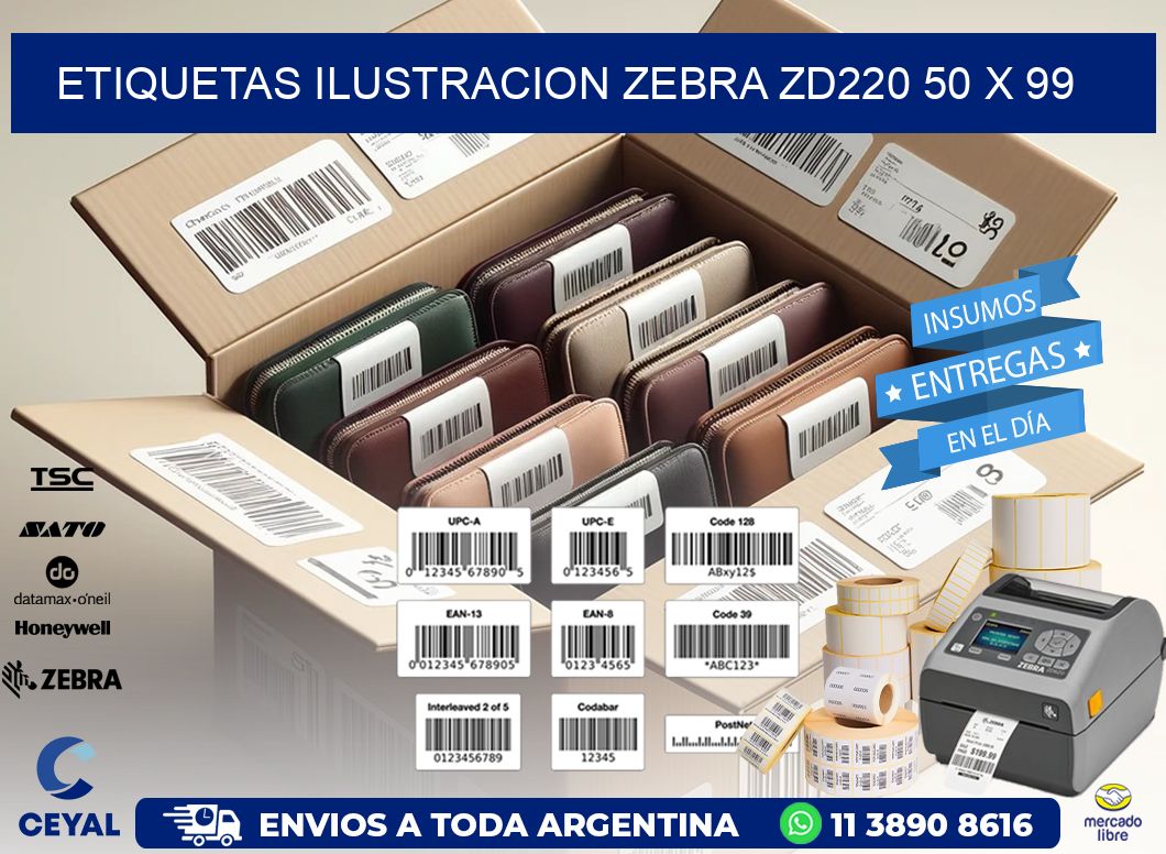 ETIQUETAS ILUSTRACION ZEBRA ZD220 50 x 99