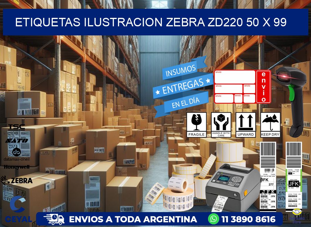 ETIQUETAS ILUSTRACION ZEBRA ZD220 50 x 99