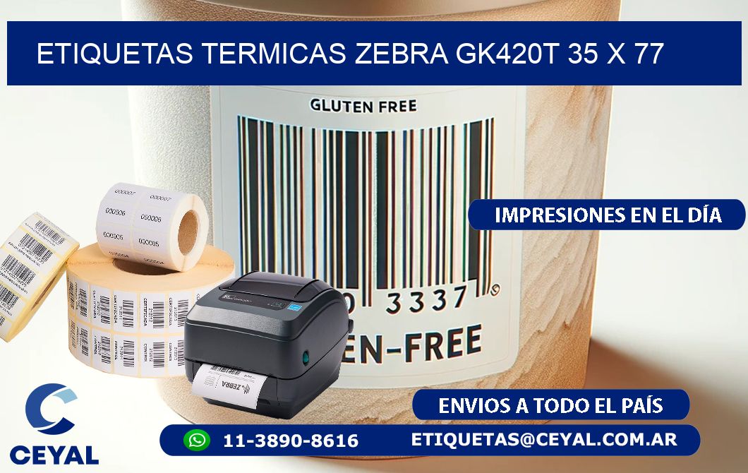 ETIQUETAS TERMICAS ZEBRA GK420T 35 x 77