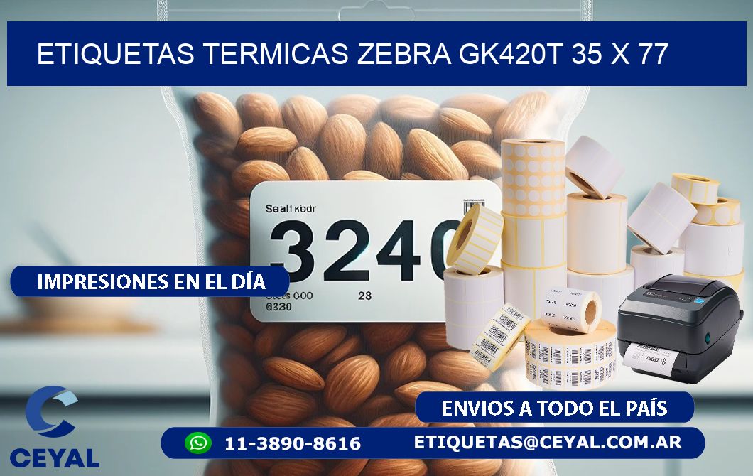 ETIQUETAS TERMICAS ZEBRA GK420T 35 x 77