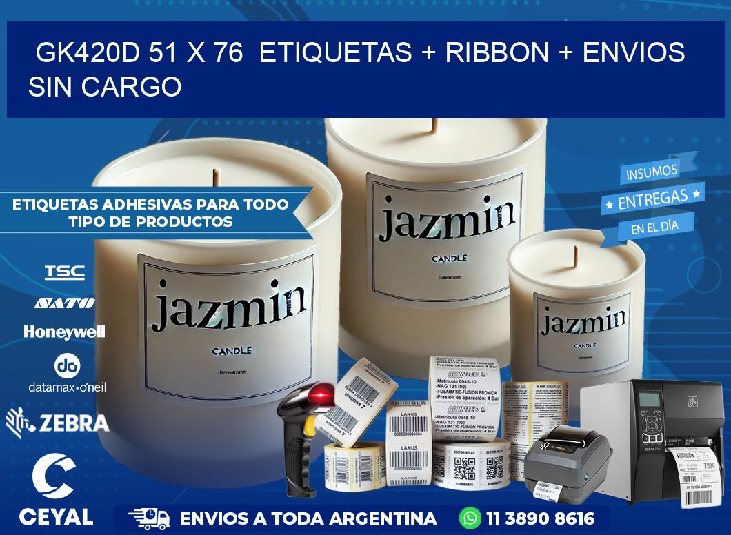 GK420D 51 x 76  etiquetas + ribbon + envios sin cargo