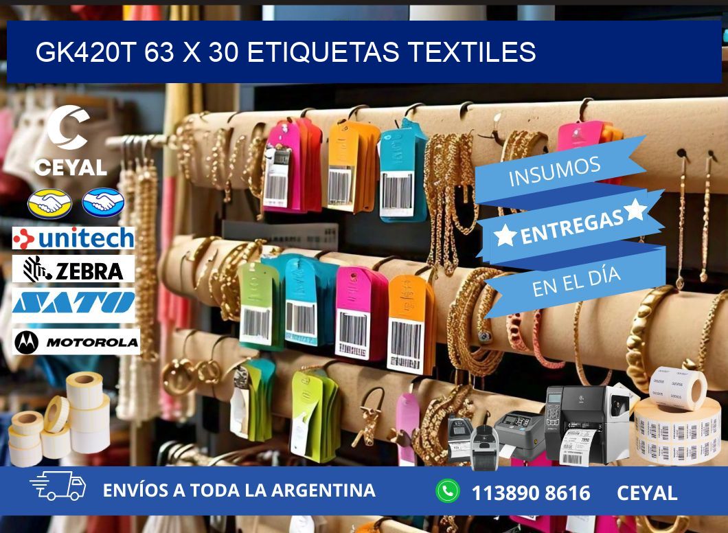 GK420T 63 x 30 ETIQUETAS TEXTILES