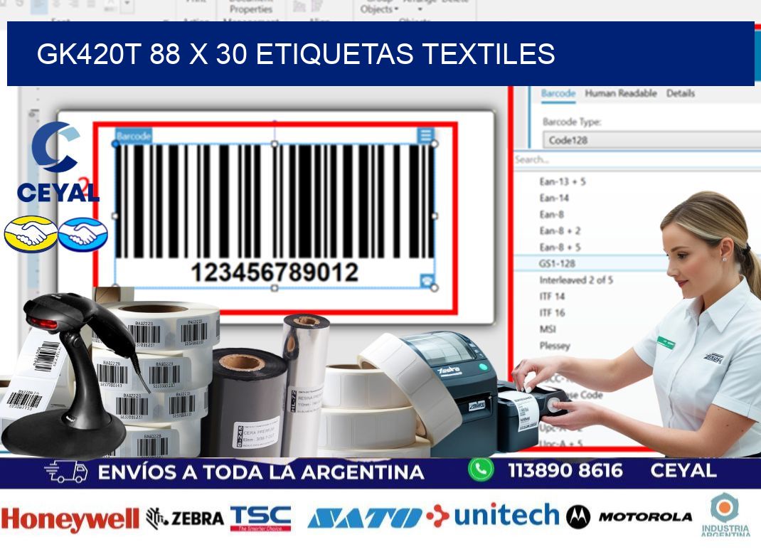 GK420T 88 x 30 ETIQUETAS TEXTILES