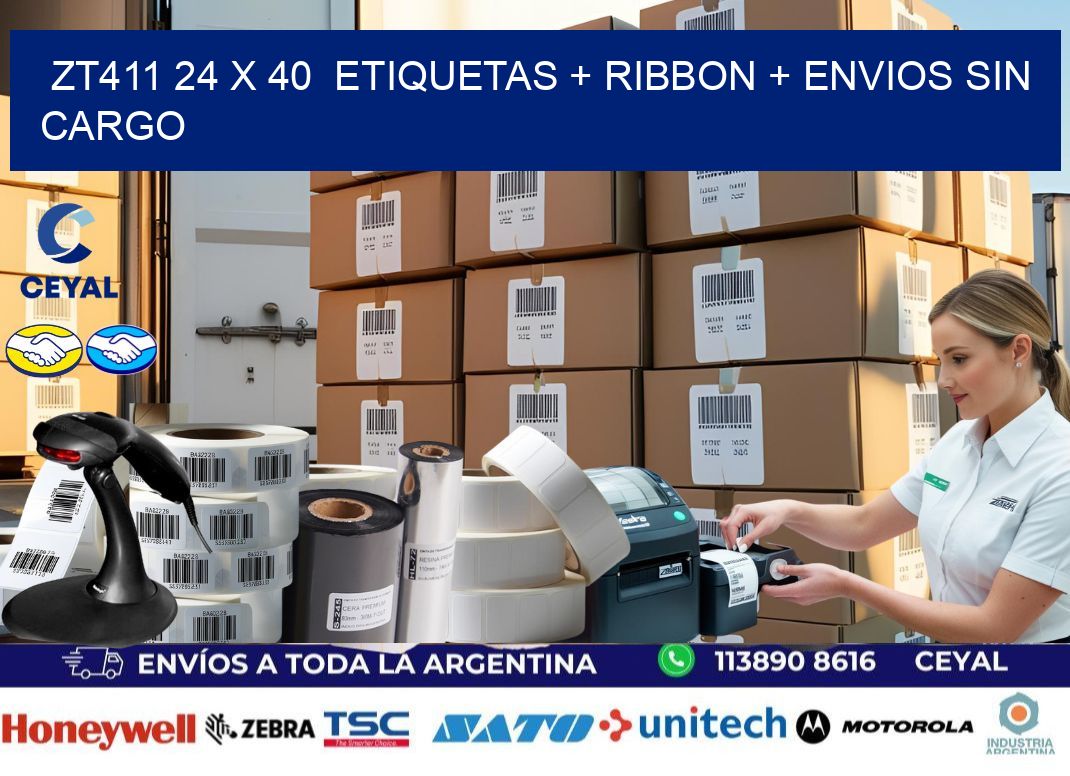 ZT411 24 x 40  etiquetas + ribbon + envios sin cargo
