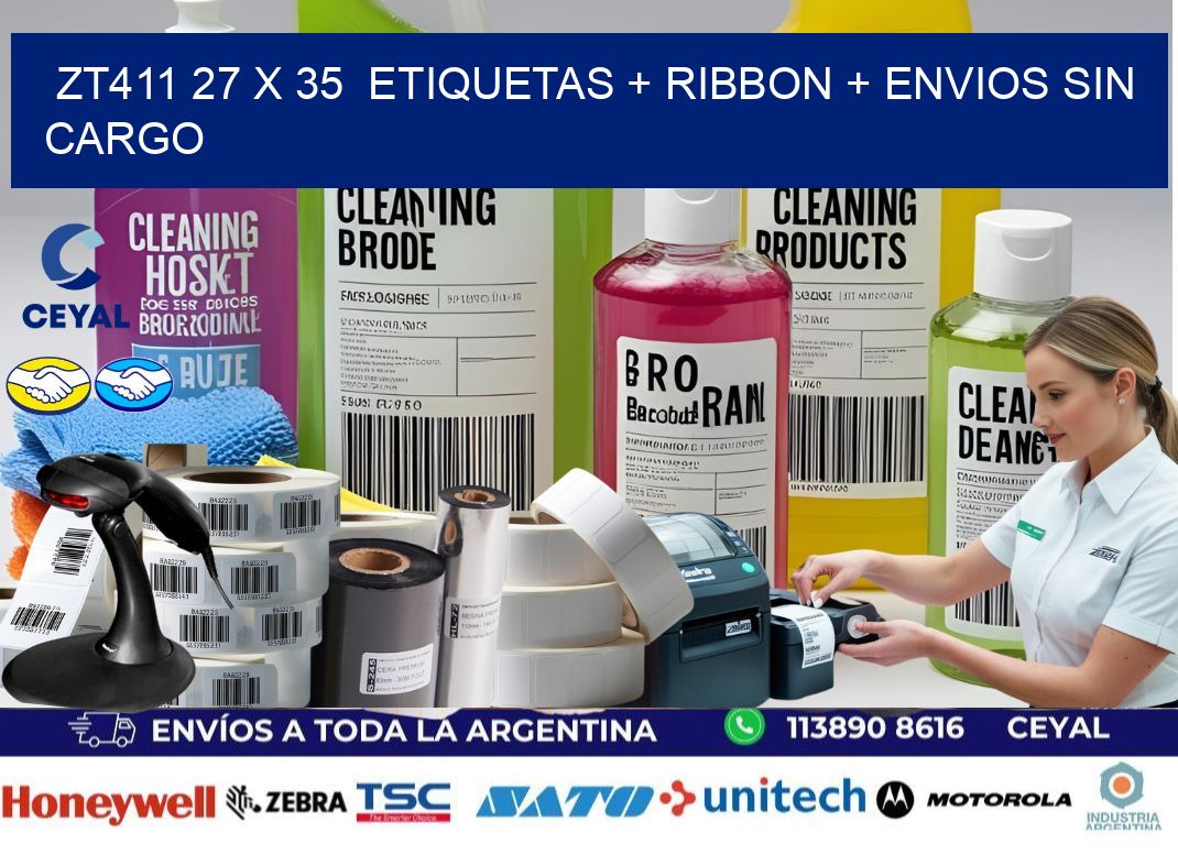 ZT411 27 x 35  etiquetas + ribbon + envios sin cargo
