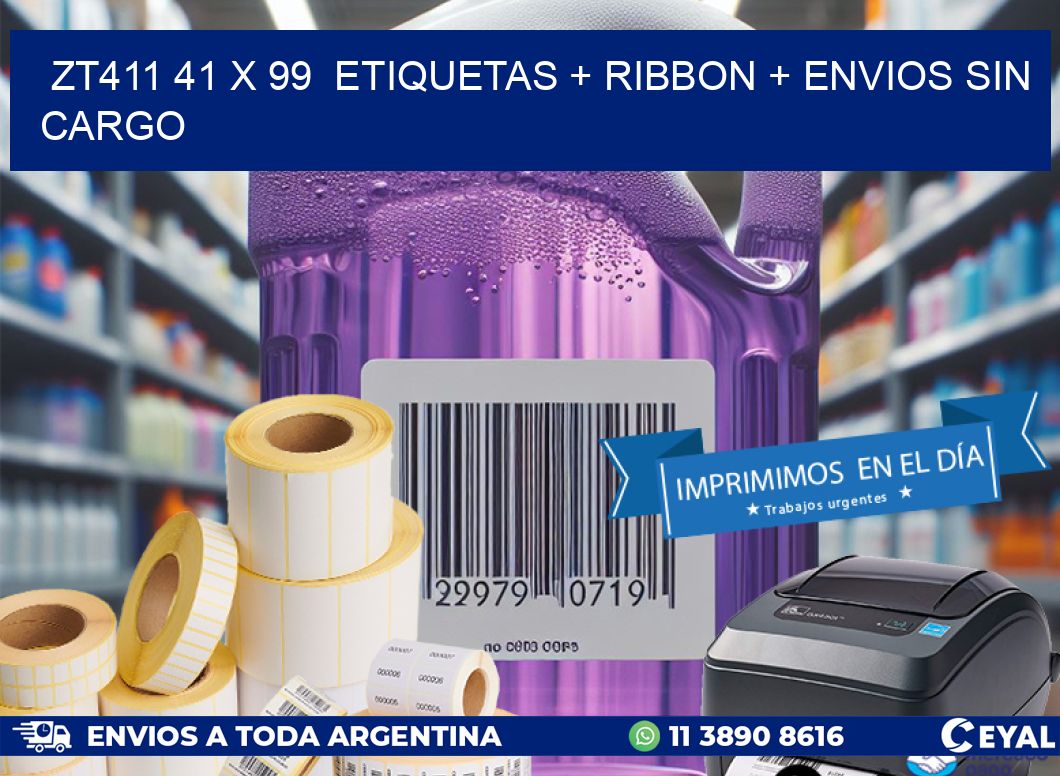 ZT411 41 x 99  etiquetas + ribbon + envios sin cargo