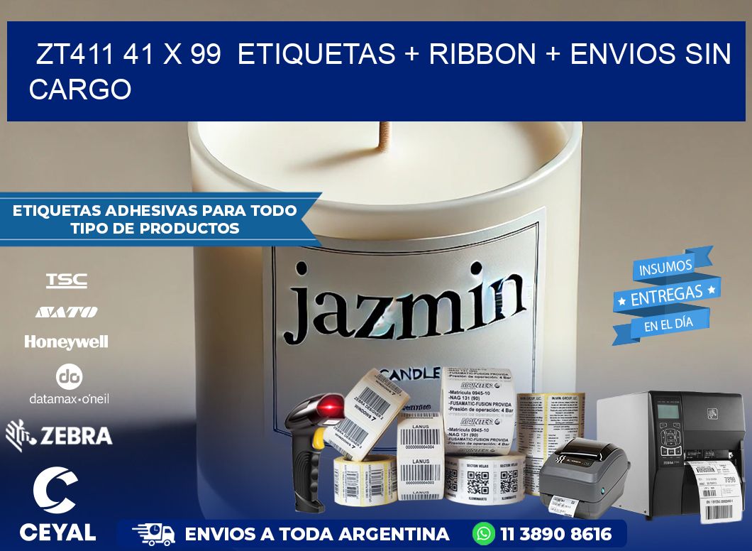 ZT411 41 x 99  etiquetas + ribbon + envios sin cargo