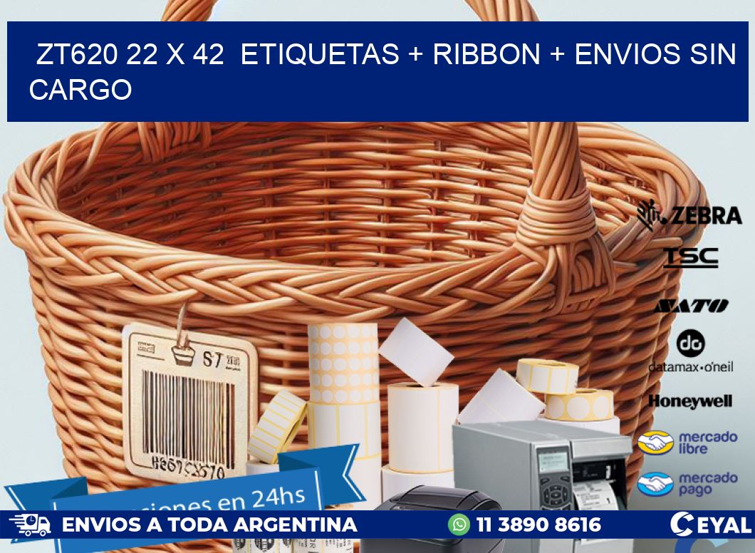 ZT620 22 x 42  etiquetas + ribbon + envios sin cargo