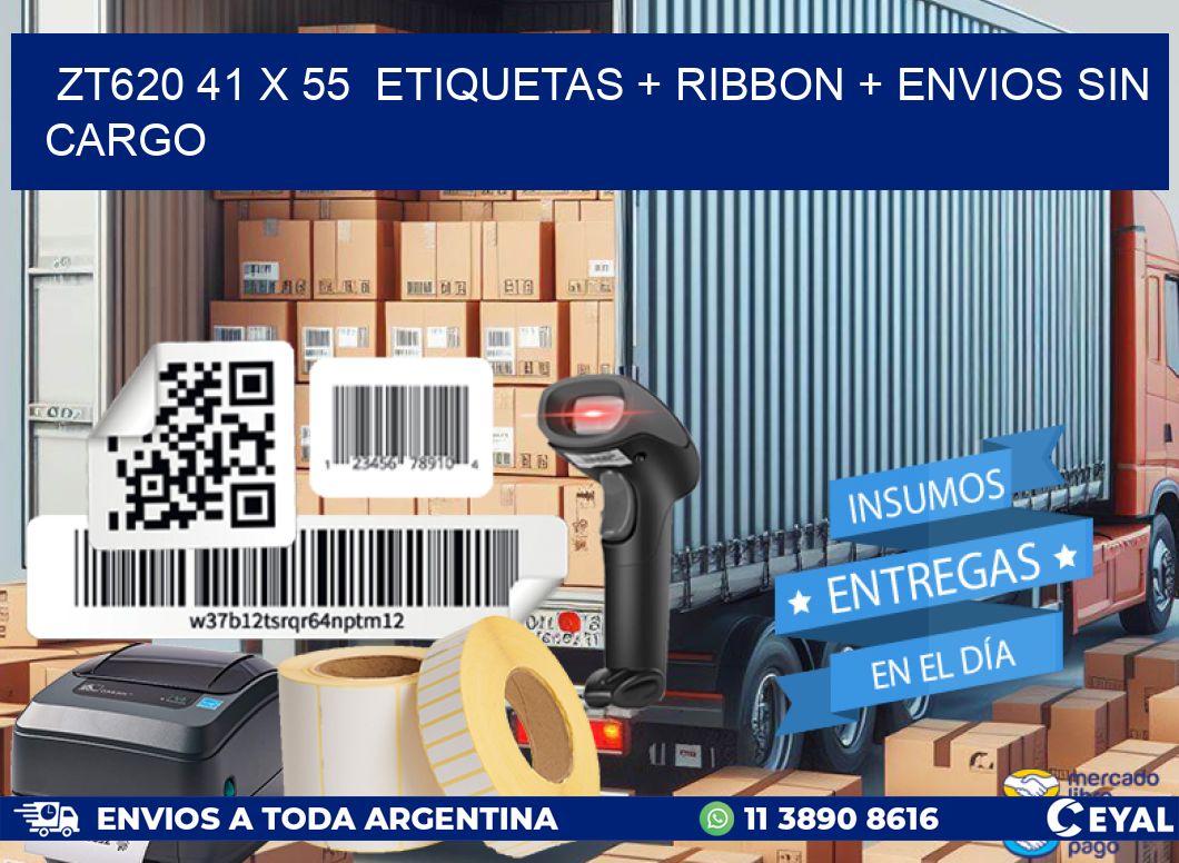 ZT620 41 x 55  etiquetas + ribbon + envios sin cargo