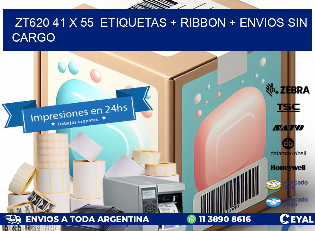 ZT620 41 x 55  etiquetas + ribbon + envios sin cargo