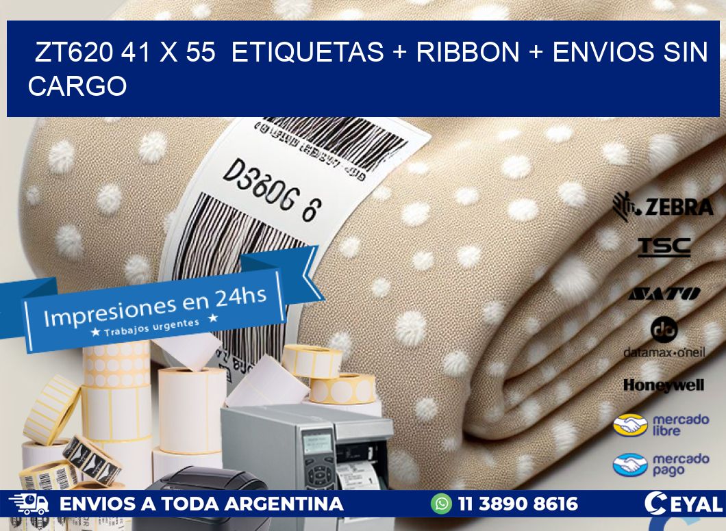 ZT620 41 x 55  etiquetas + ribbon + envios sin cargo