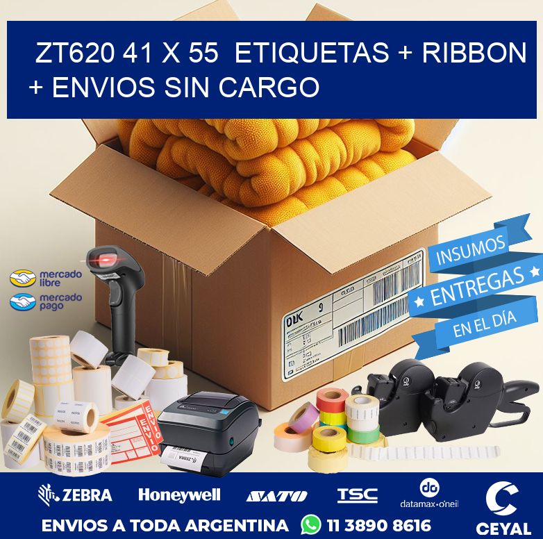 ZT620 41 x 55  etiquetas + ribbon + envios sin cargo