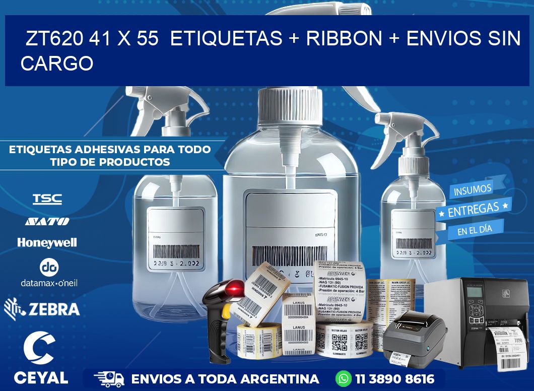 ZT620 41 x 55  etiquetas + ribbon + envios sin cargo