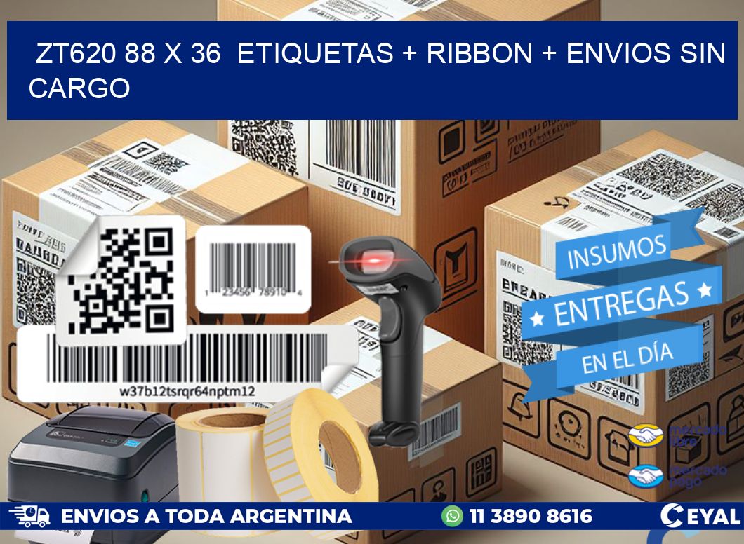 ZT620 88 x 36  etiquetas + ribbon + envios sin cargo