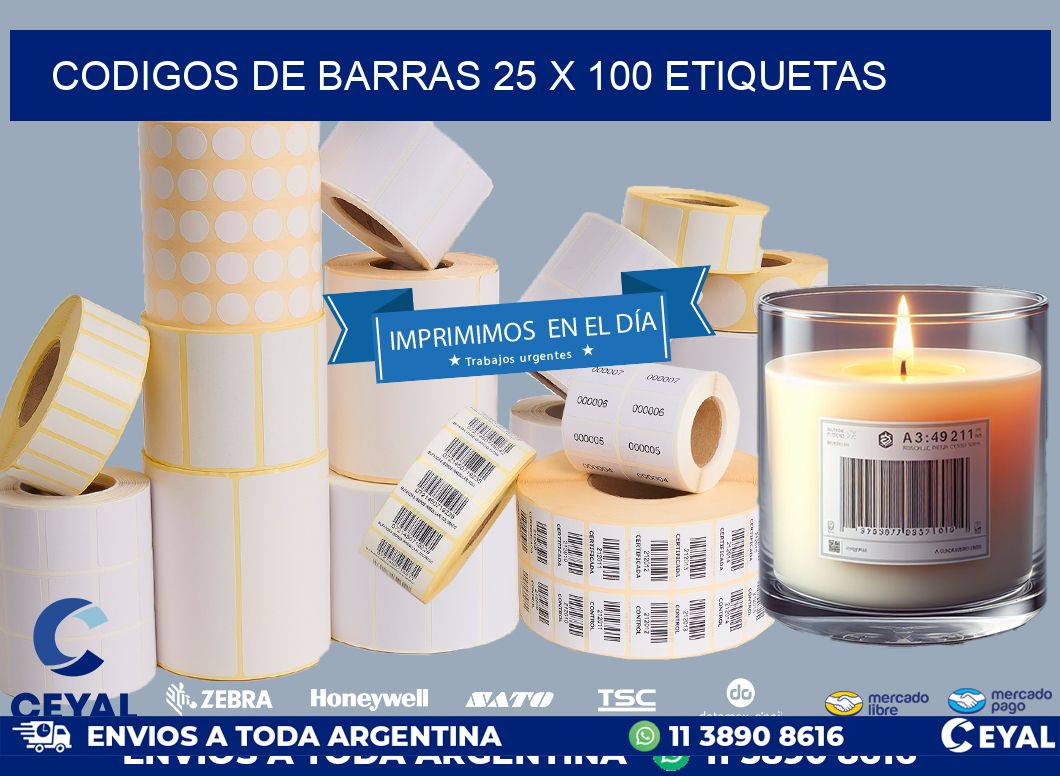 codigos de barras 25 x 100 etiquetas