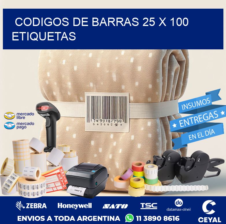 codigos de barras 25 x 100 etiquetas