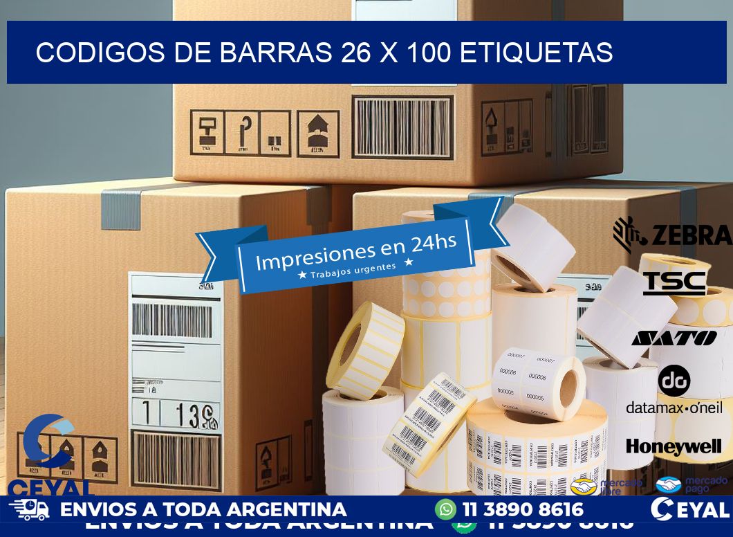codigos de barras 26 x 100 etiquetas