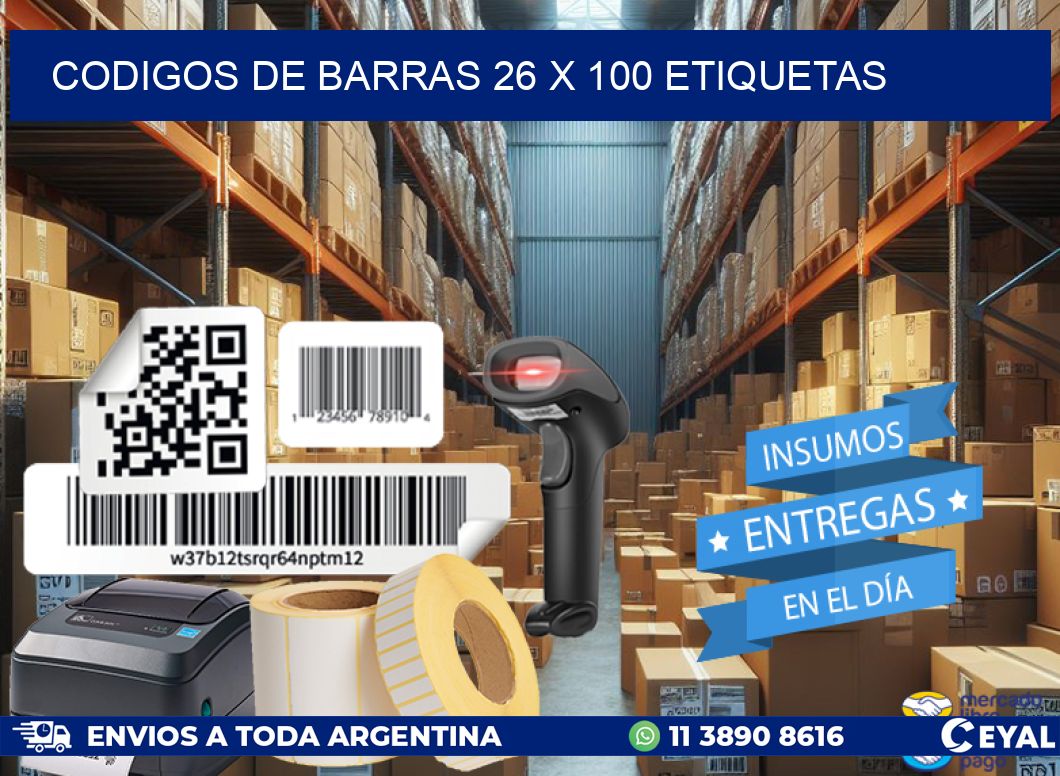 codigos de barras 26 x 100 etiquetas
