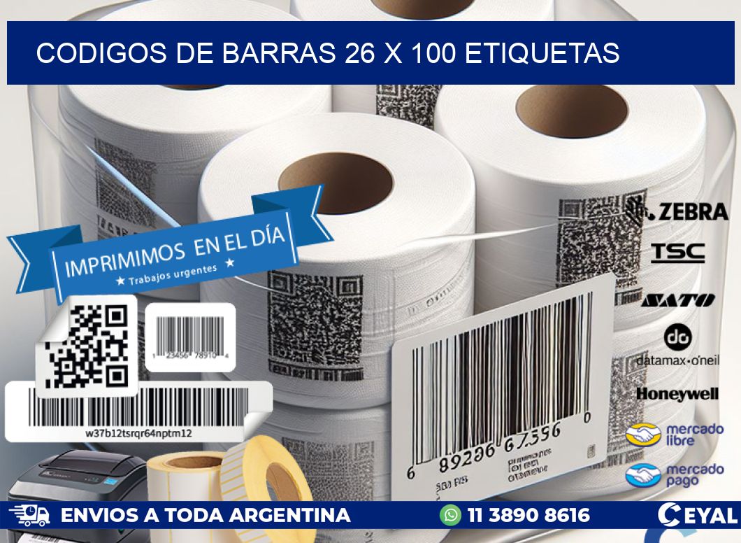 codigos de barras 26 x 100 etiquetas