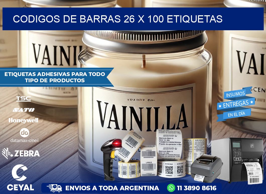codigos de barras 26 x 100 etiquetas
