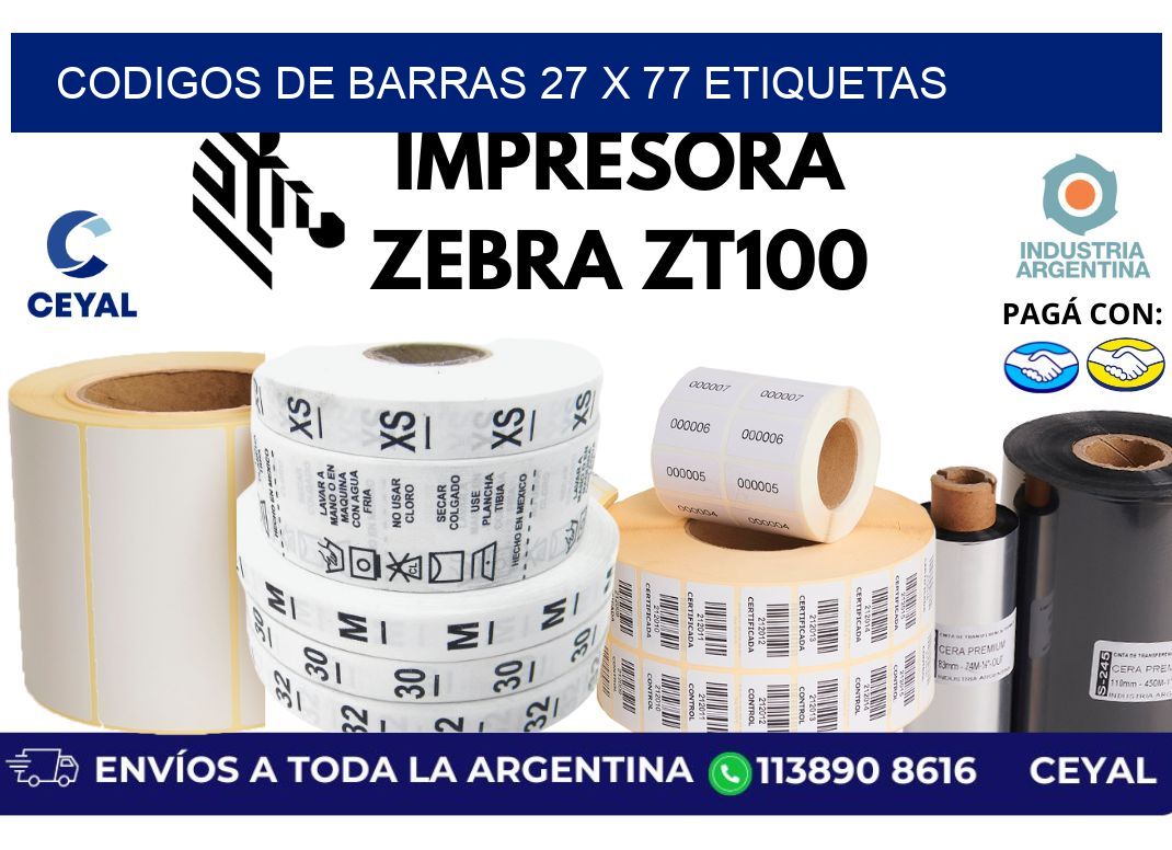 codigos de barras 27 x 77 etiquetas