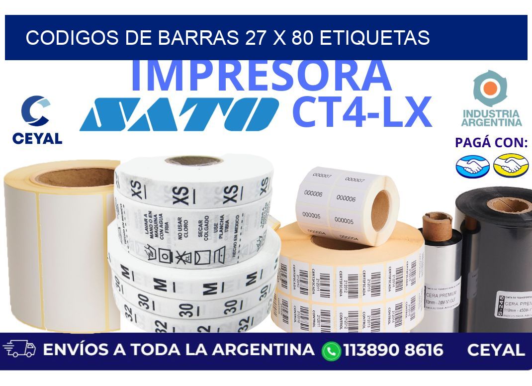 codigos de barras 27 x 80 etiquetas