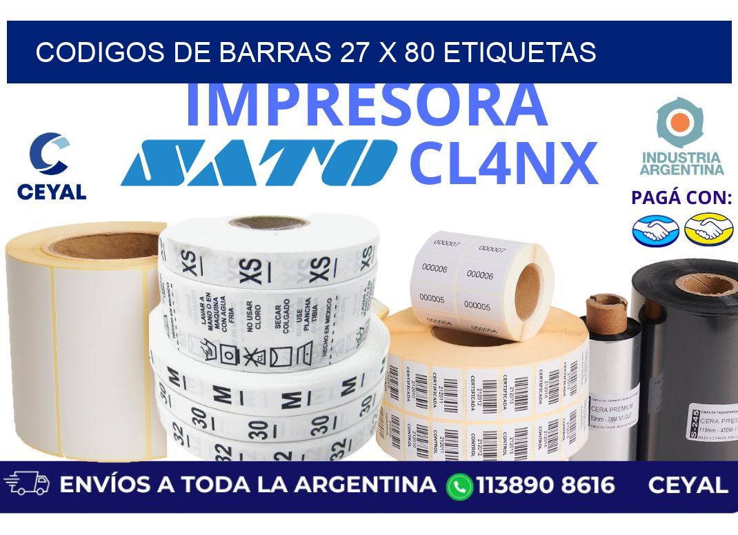 codigos de barras 27 x 80 etiquetas