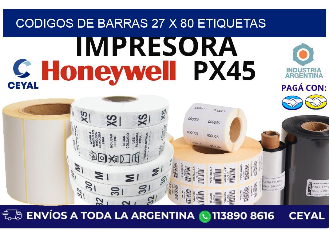 codigos de barras 27 x 80 etiquetas