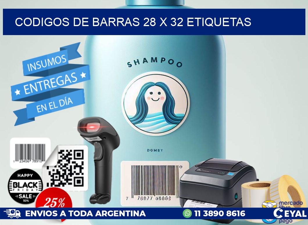 codigos de barras 28 x 32 etiquetas
