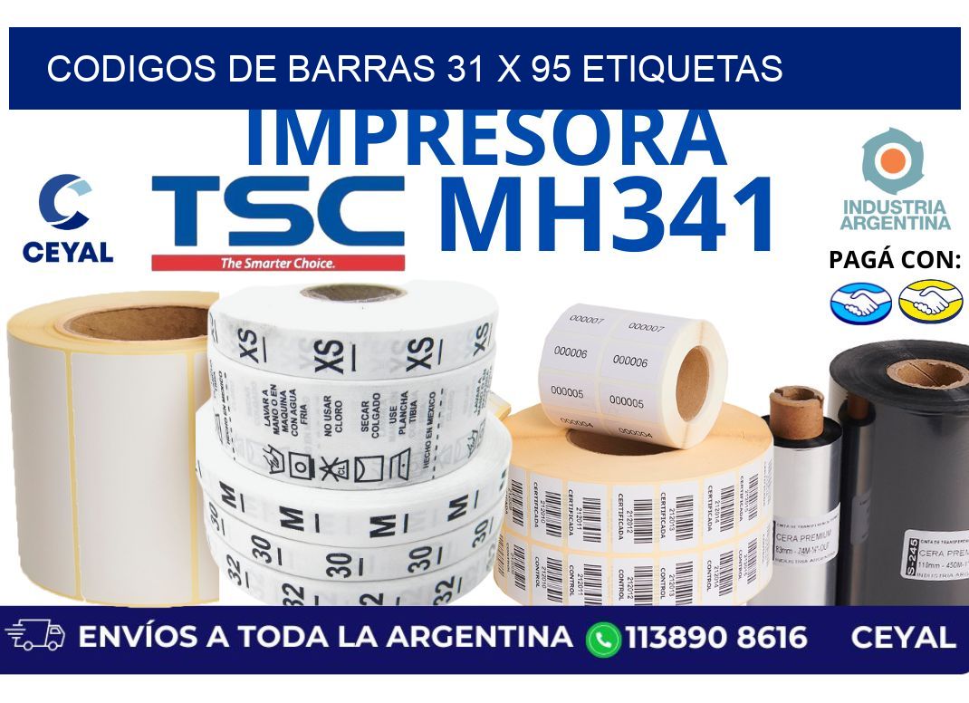 codigos de barras 31 x 95 etiquetas